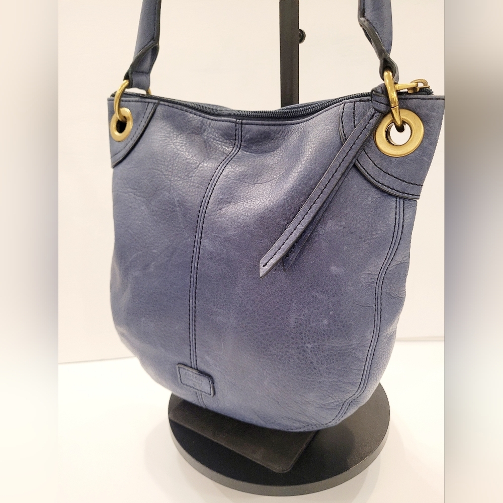 Fossil Slate Blue Leather Shoulder Bag - Picture 4 of 6